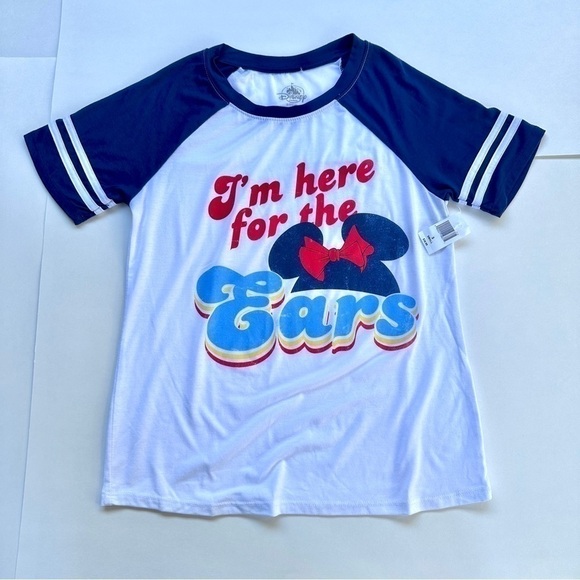 Disney Parks “I’m Here For The Ears” Striped Baseball Style Tshirt NWT - Picture 8 of 10